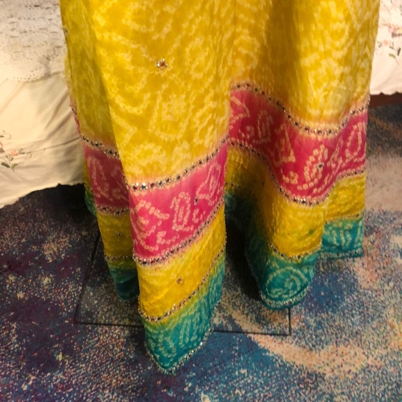 VINTAGE HIPPIE BOHO SILK FESTIVAL SKIRT S-L RARE - Picture 5 of 8